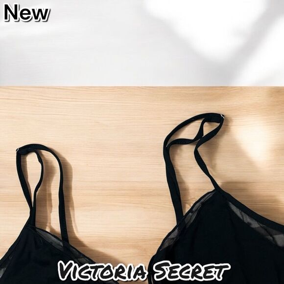 New NWT Victoria's Secret VS Lingerie Sleep Mesh Black Tank Top - Small - Picture 2 of 4